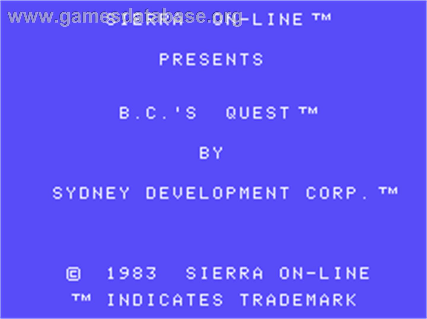 BC's Quest for Tires - Coleco Vision - Artwork - Title Screen
