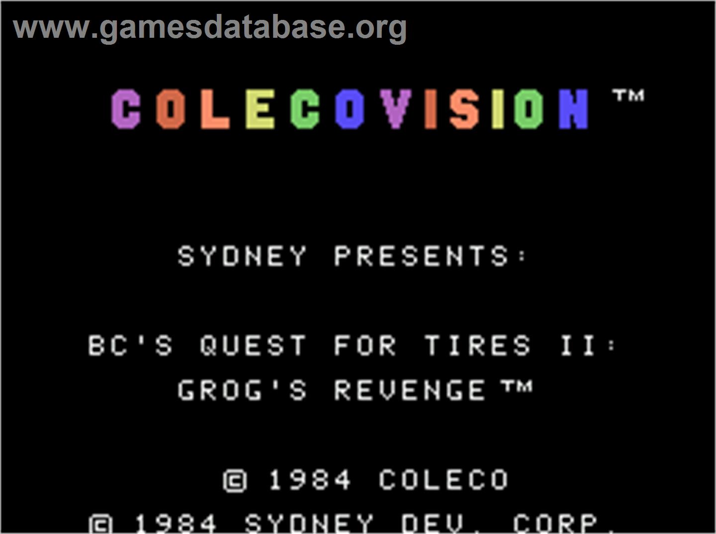 BC's Quest for Tires 2: Grog's Revenge - Coleco Vision - Artwork - Title Screen