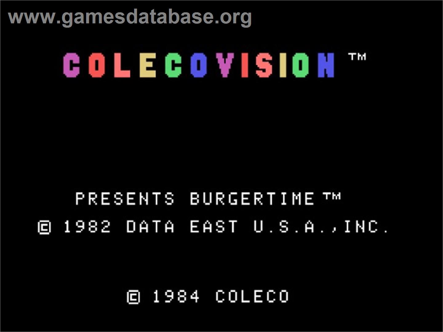 Burgertime - Coleco Vision - Artwork - Title Screen
