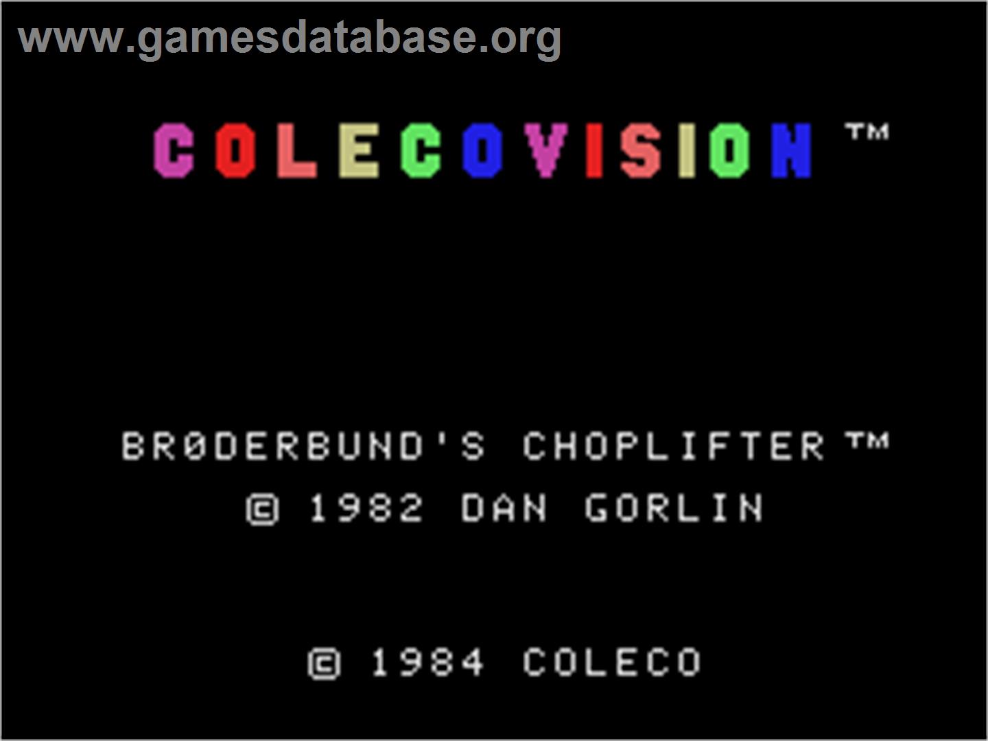 Choplifter - Coleco Vision - Artwork - Title Screen