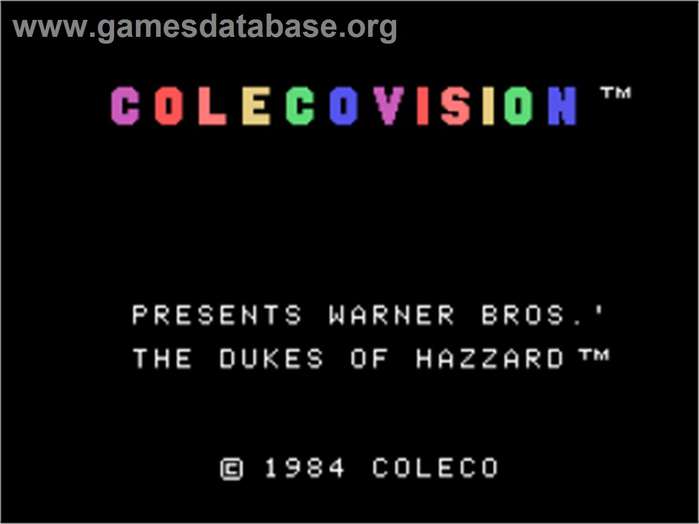Dukes Of Hazzard, The - Coleco Vision - Artwork - Title Screen