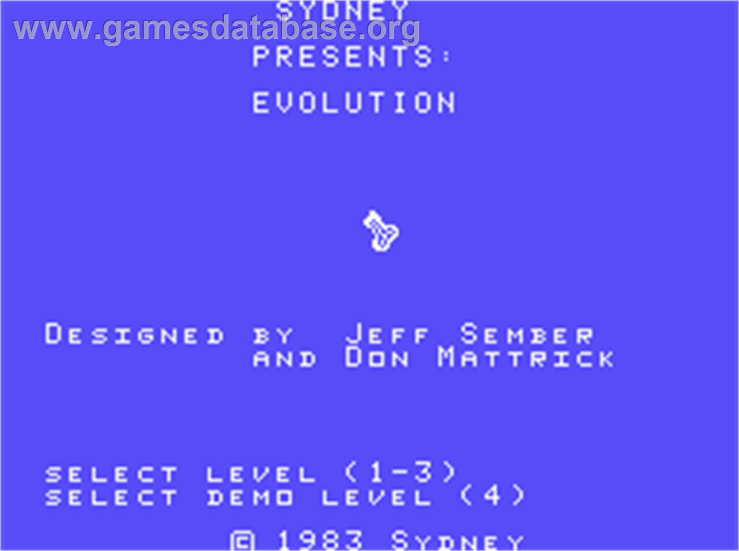 Evolution - Coleco Vision - Artwork - Title Screen