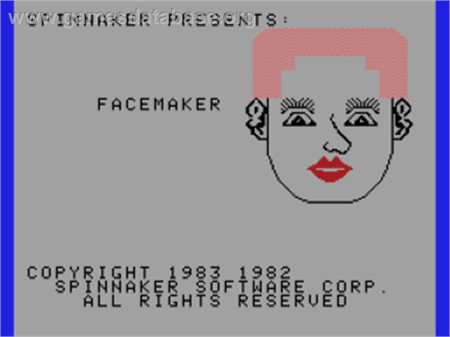 Facemaker - Coleco Vision - Artwork - Title Screen