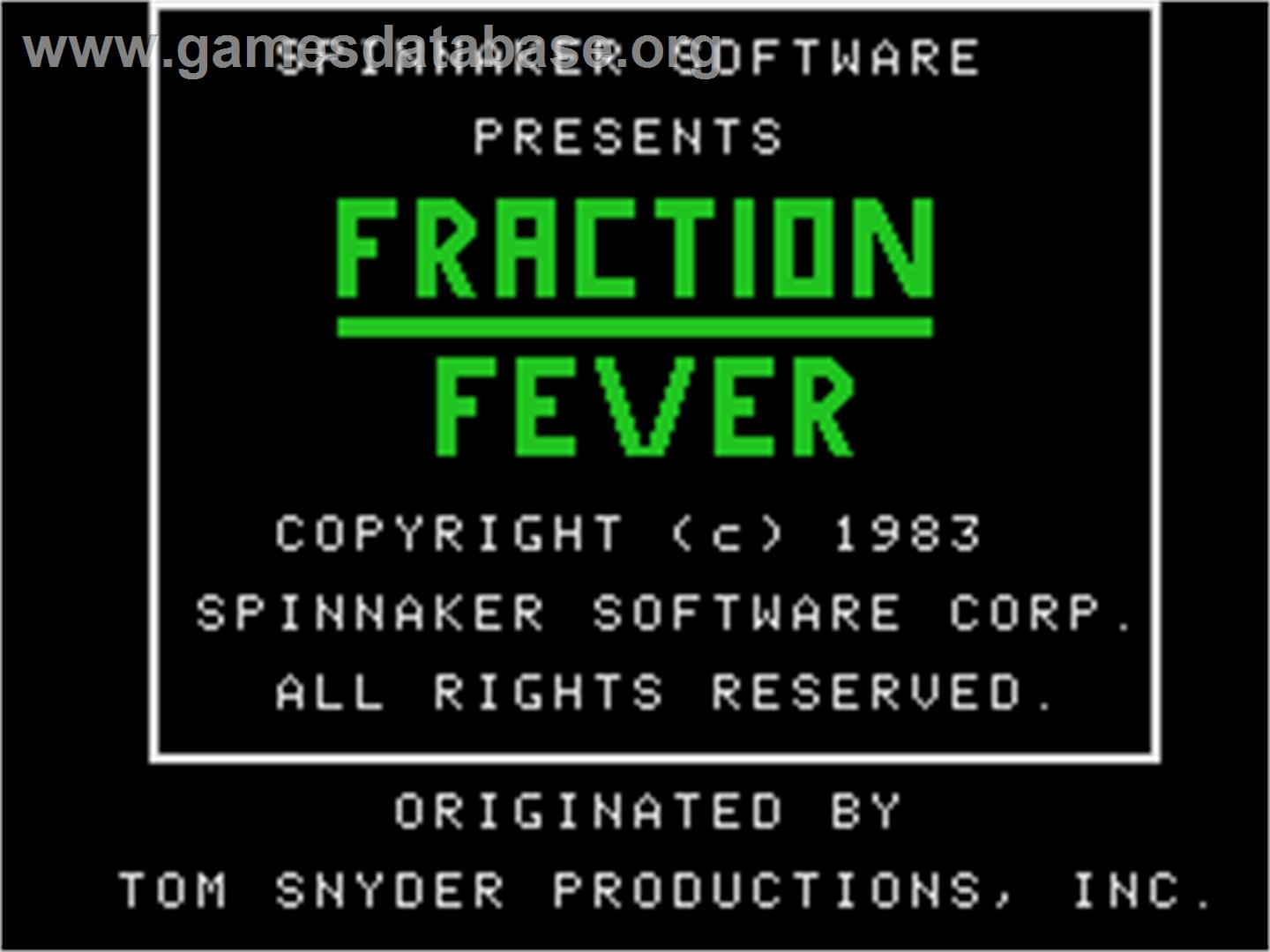 Fraction Fever - Coleco Vision - Artwork - Title Screen
