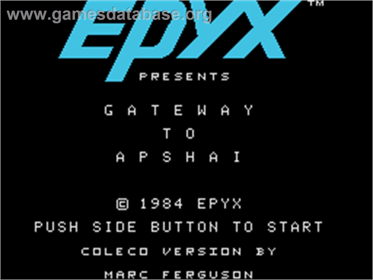 Gateway to Apshai - Coleco Vision - Artwork - Title Screen
