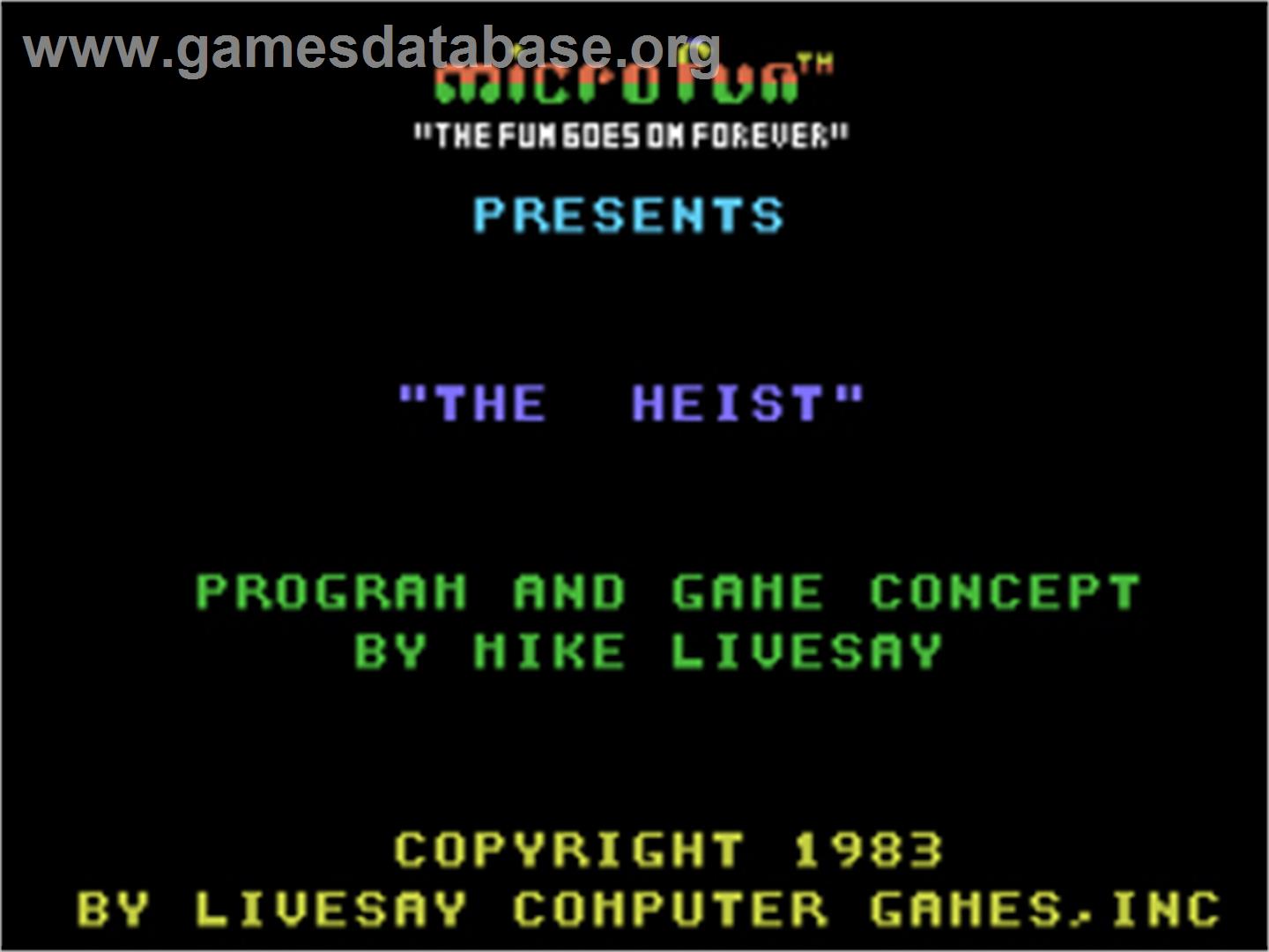 Heist, The - Coleco Vision - Artwork - Title Screen