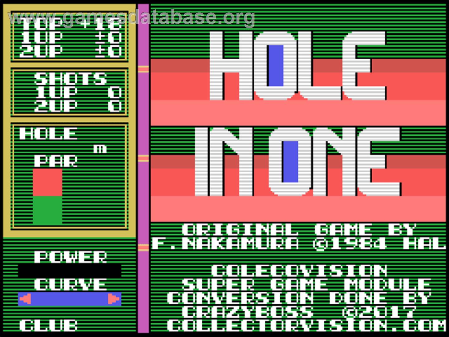 Hole in One - Coleco Vision - Artwork - Title Screen