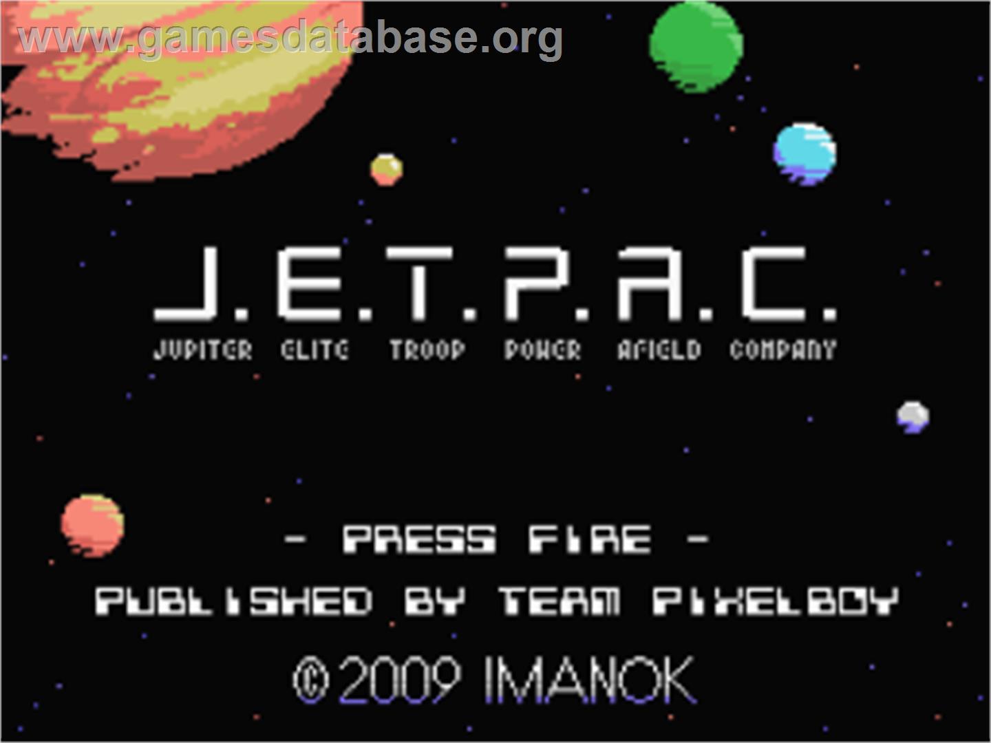 J.E.T.P.A.C. - Coleco Vision - Artwork - Title Screen