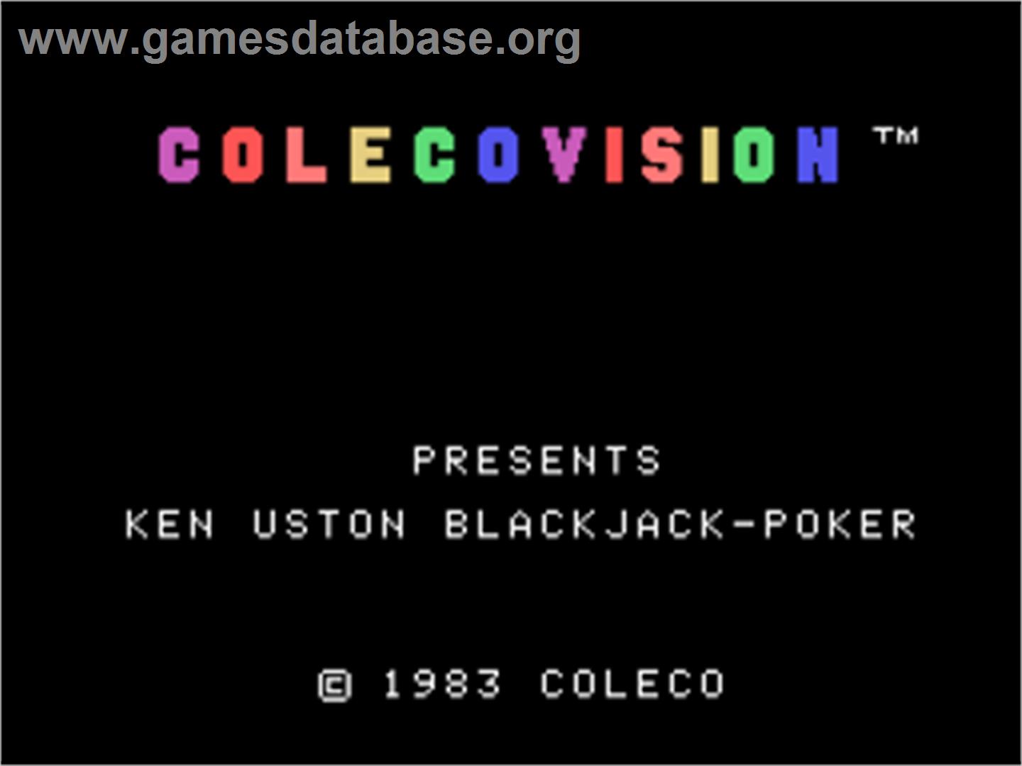 Ken Uston Blackjack/poker - Coleco Vision - Artwork - Title Screen