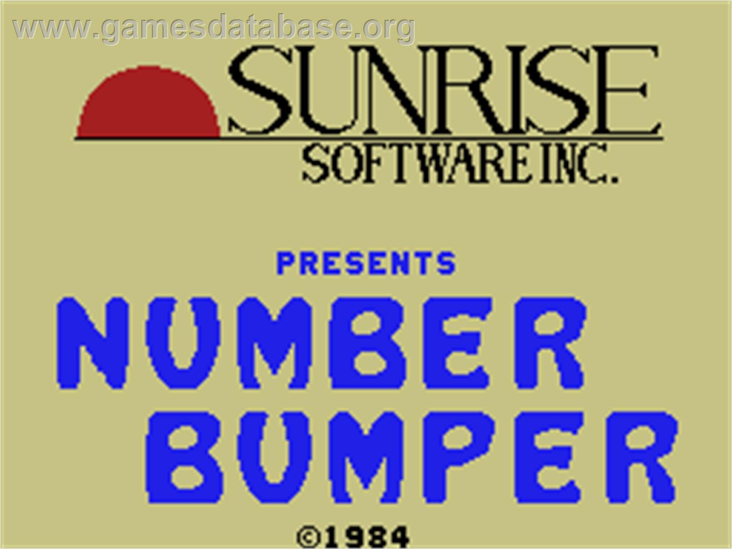 Number Bumper - Coleco Vision - Artwork - Title Screen