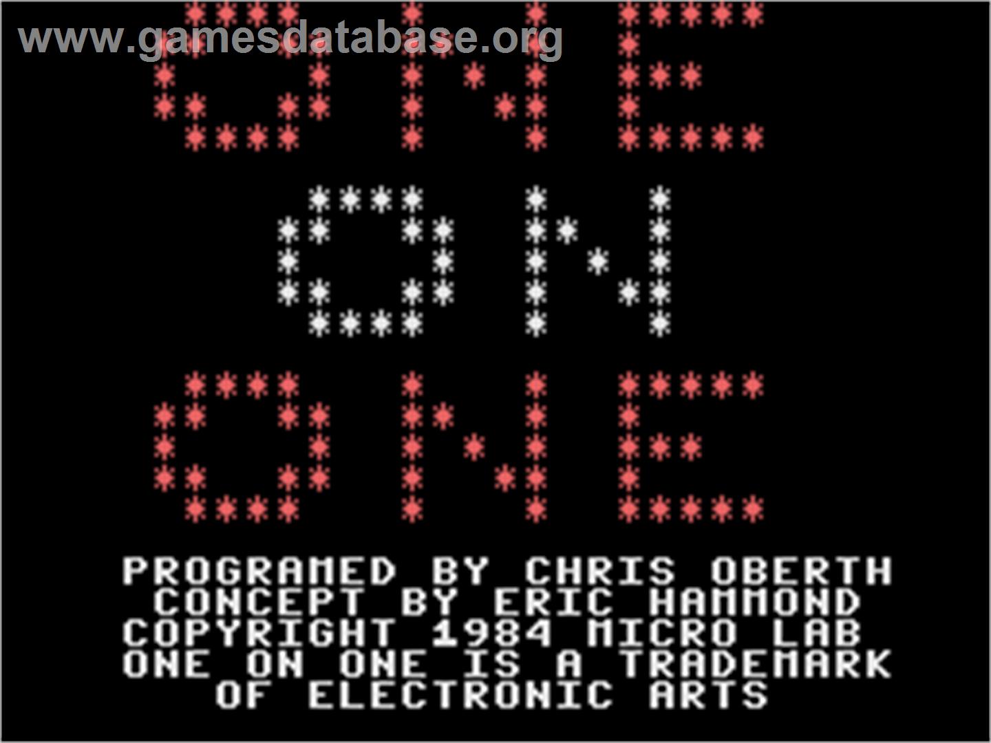 One on One - Coleco Vision - Artwork - Title Screen