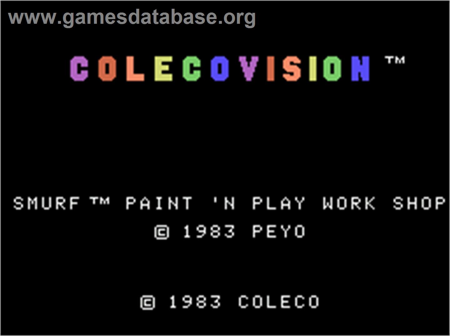 Smurf: Paint 'n' Play Workshop - Coleco Vision - Artwork - Title Screen