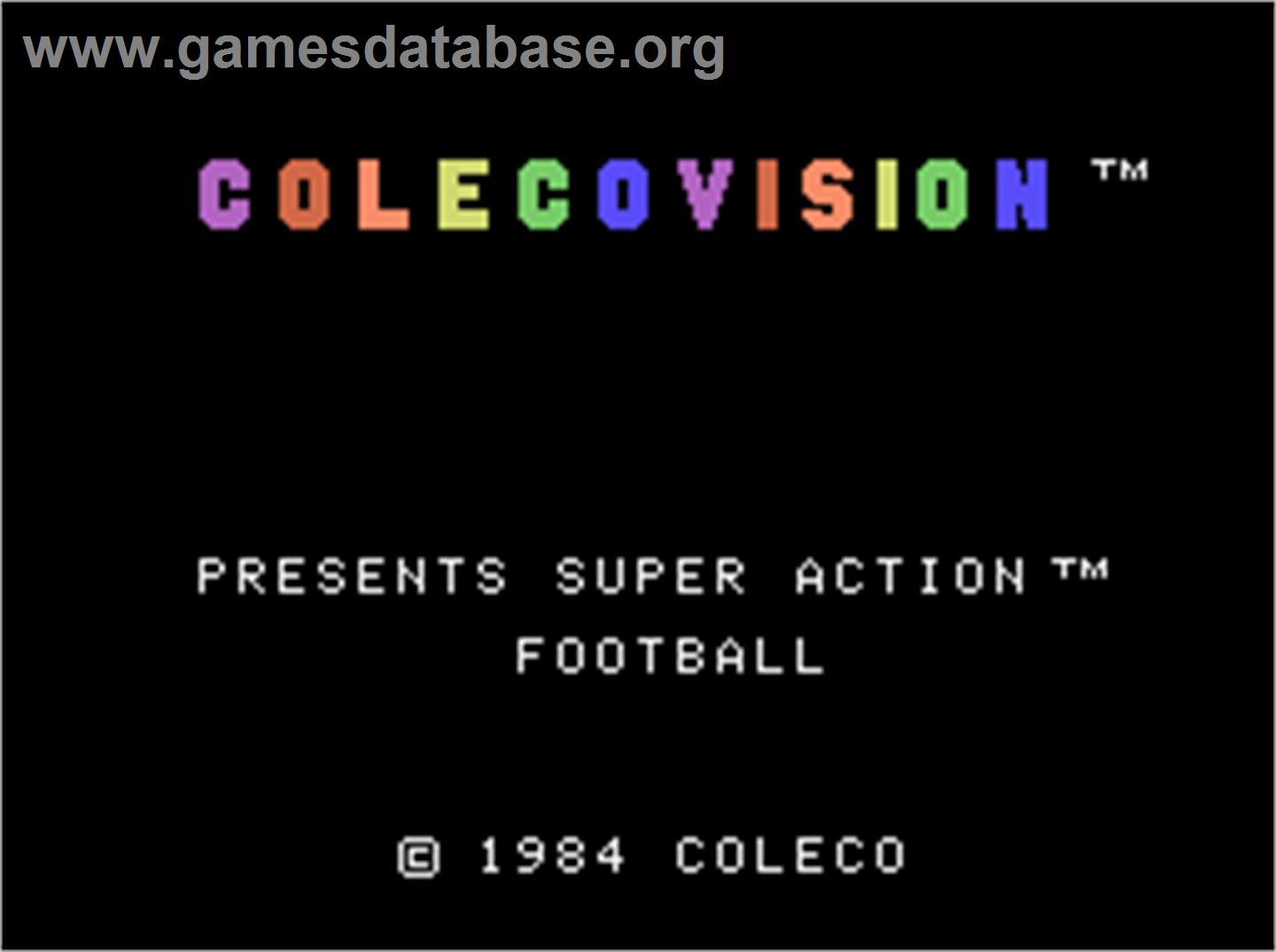 Super Action Football - Coleco Vision - Artwork - Title Screen
