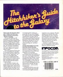 Box back cover for The Hitchhiker's Guide to the Galaxy on the Commodore 128.