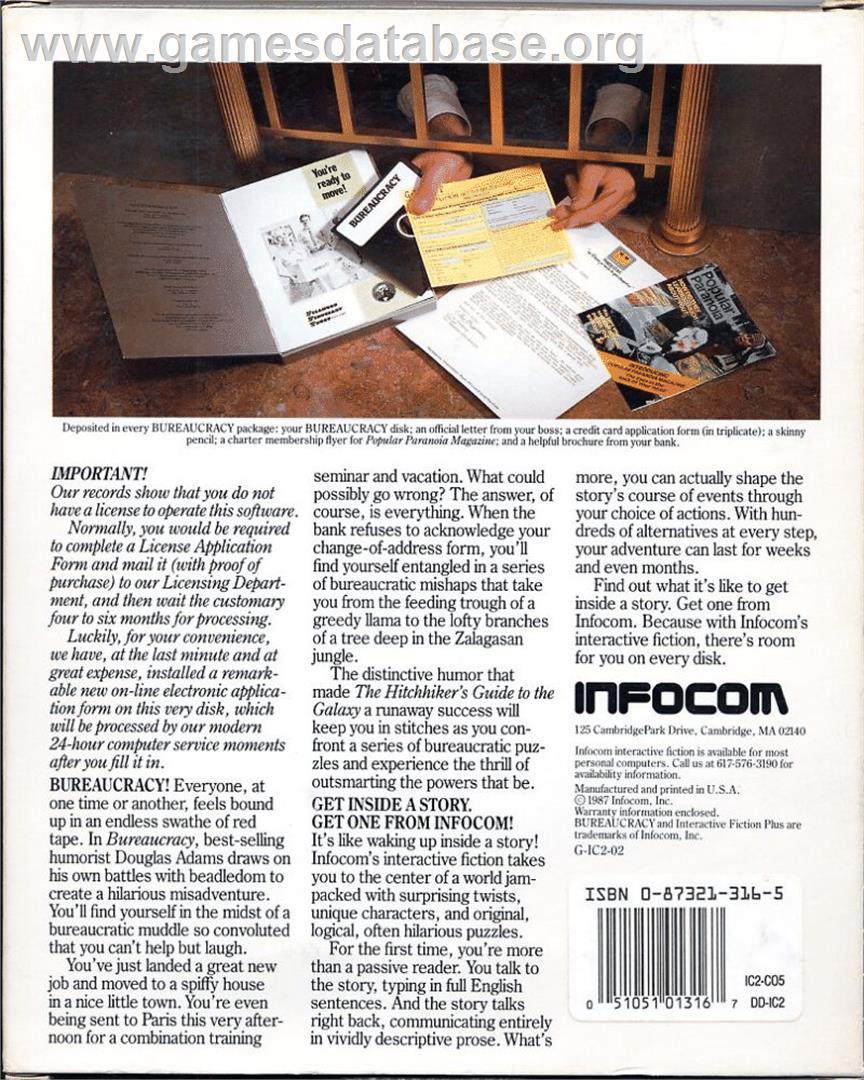 Bureaucracy - Commodore 128 - Artwork - Box Back