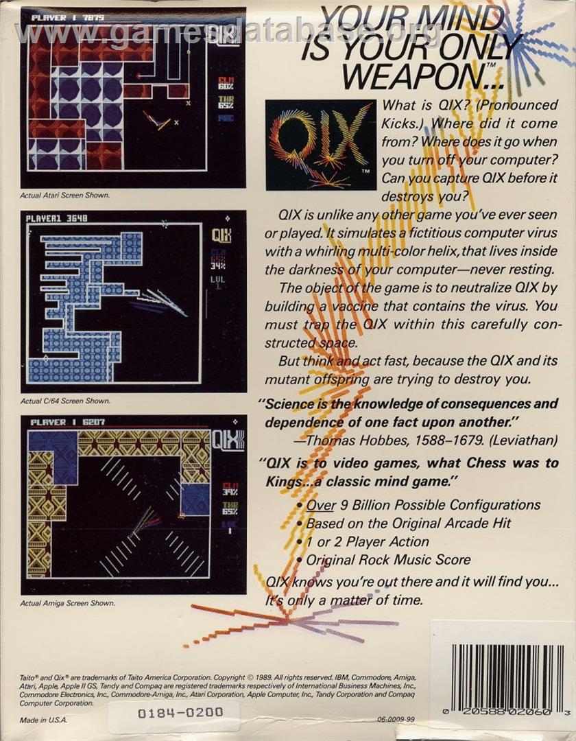Qix - Commodore 128 - Artwork - Box Back