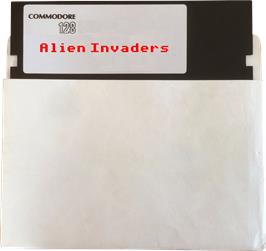 Cartridge artwork for Alien Invaders on the Commodore 128.