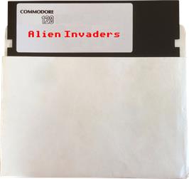 Artwork on the Disc for Alien Invaders on the Commodore 128.