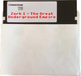 Artwork on the Disc for Zork 1: The Great Underground Empire on the Commodore 128.