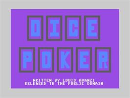 Title screen of Dice Poker on the Commodore 128.