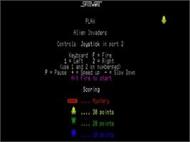 Title screen of Invaders 128 on the Commodore 128.