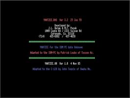 Title screen of Yahtzee on the Commodore 128.