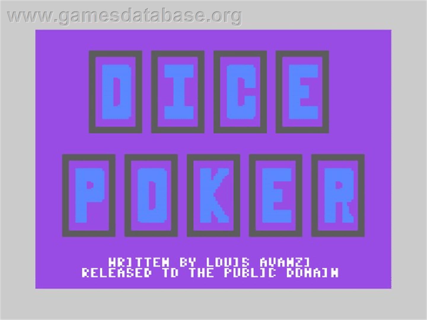 Dice Poker - Commodore 128 - Artwork - Title Screen