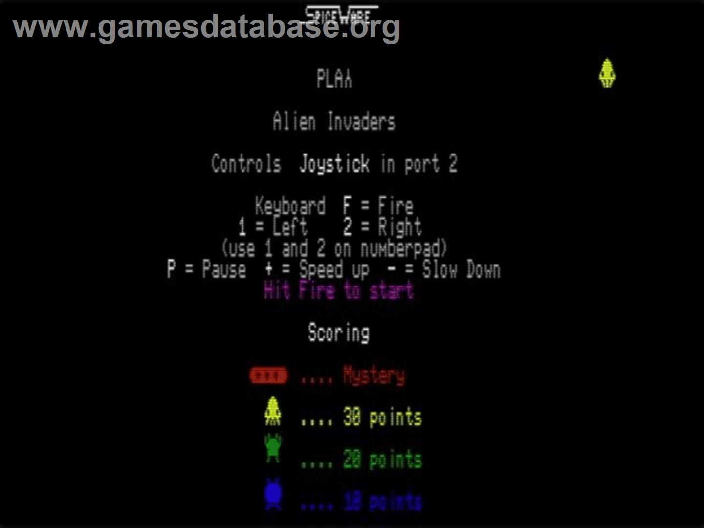 Invaders 128 - Commodore 128 - Artwork - Title Screen