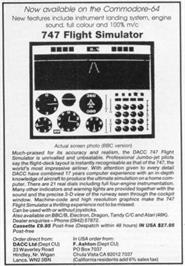 Advert for 747 Flight Simulator on the Dragon 32-64.