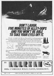 Advert for Alley Oops on the Commodore 64.