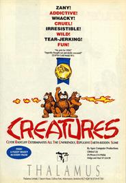 Advert for Creatures on the Commodore 64.