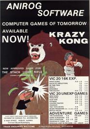 Advert for Krazy Kong on the Commodore 64.