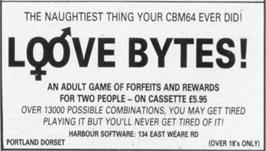 Advert for Love Bytes on the Commodore 64.