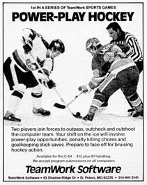 Advert for Power-play Hockey on the Commodore 64.