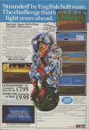 Advert for Stranded (Cronosoft) on the Commodore 64.