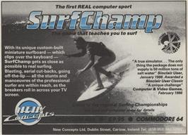 Advert for Surfchamp on the Commodore 64.