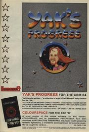 Advert for Yak's Progress on the Commodore 64.