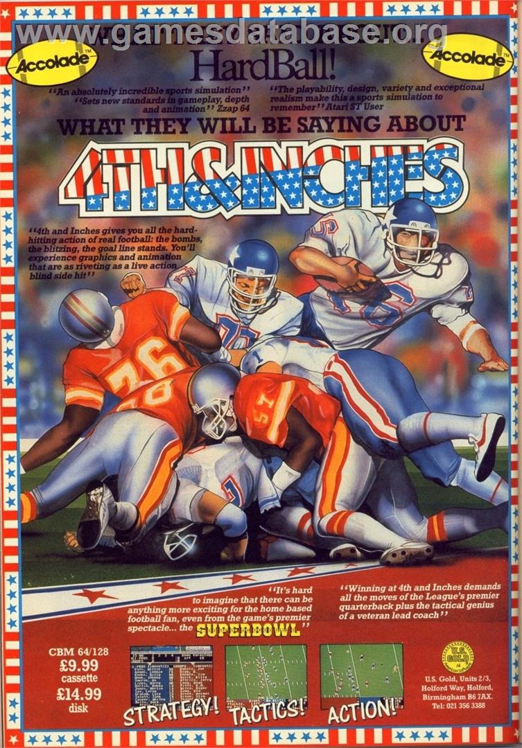 4th & Inches - Commodore Amiga - Artwork - Advert