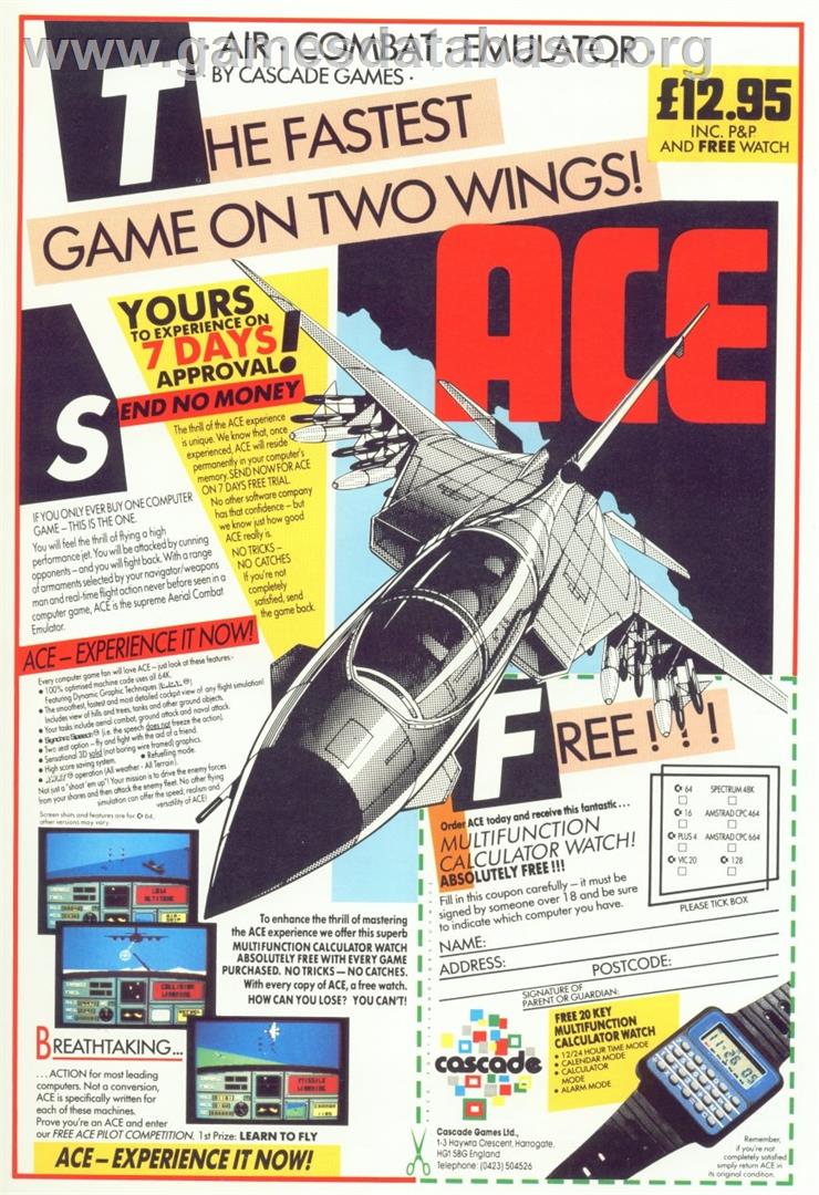ACE 2 (Cascade Games) - Commodore 64 - Artwork - Advert