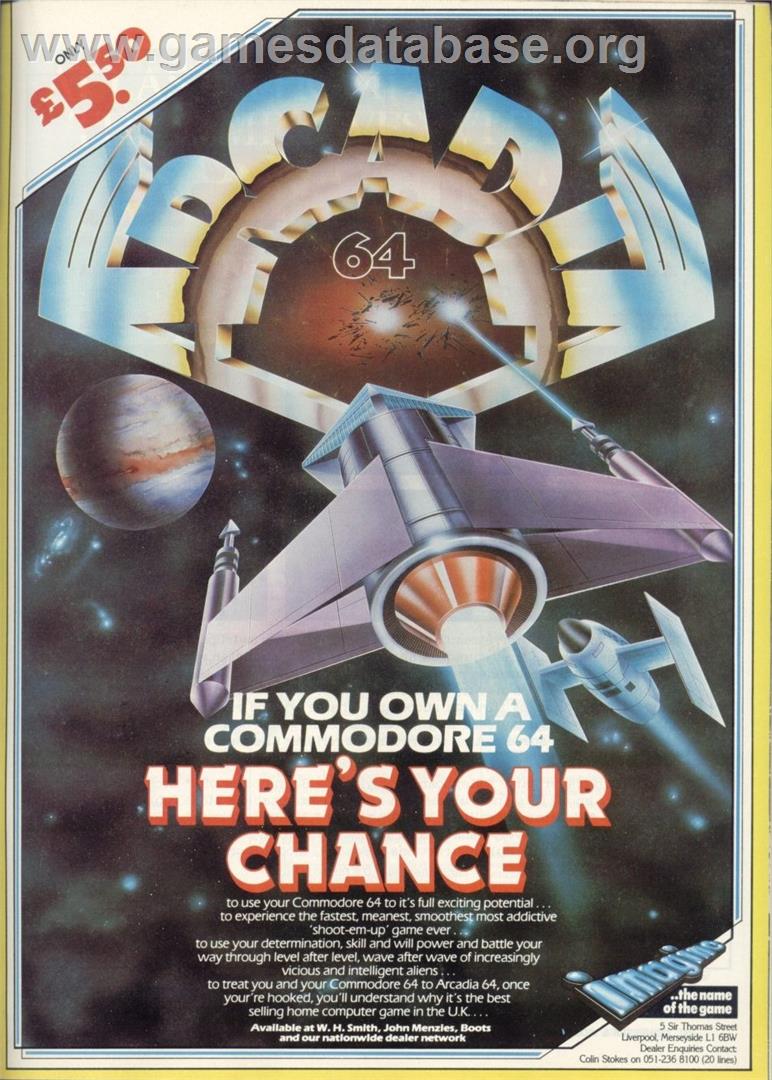 Arcadia - Commodore 64 - Artwork - Advert
