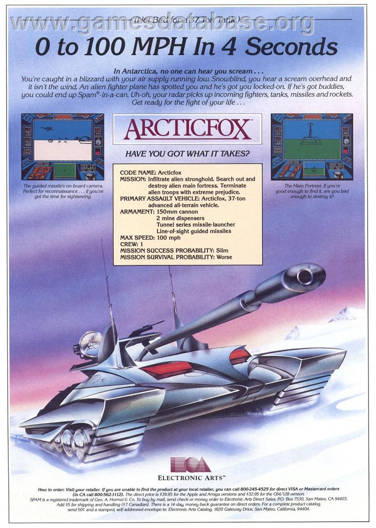 Arcticfox - Apple II - Artwork - Advert