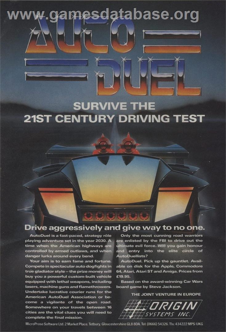 AutoDuel - Commodore Amiga - Artwork - Advert