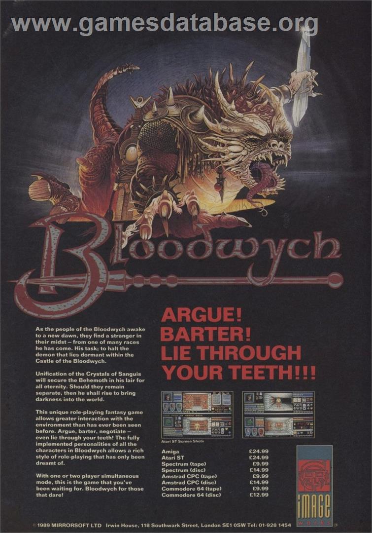 Bloodwych - Commodore Amiga - Artwork - Advert