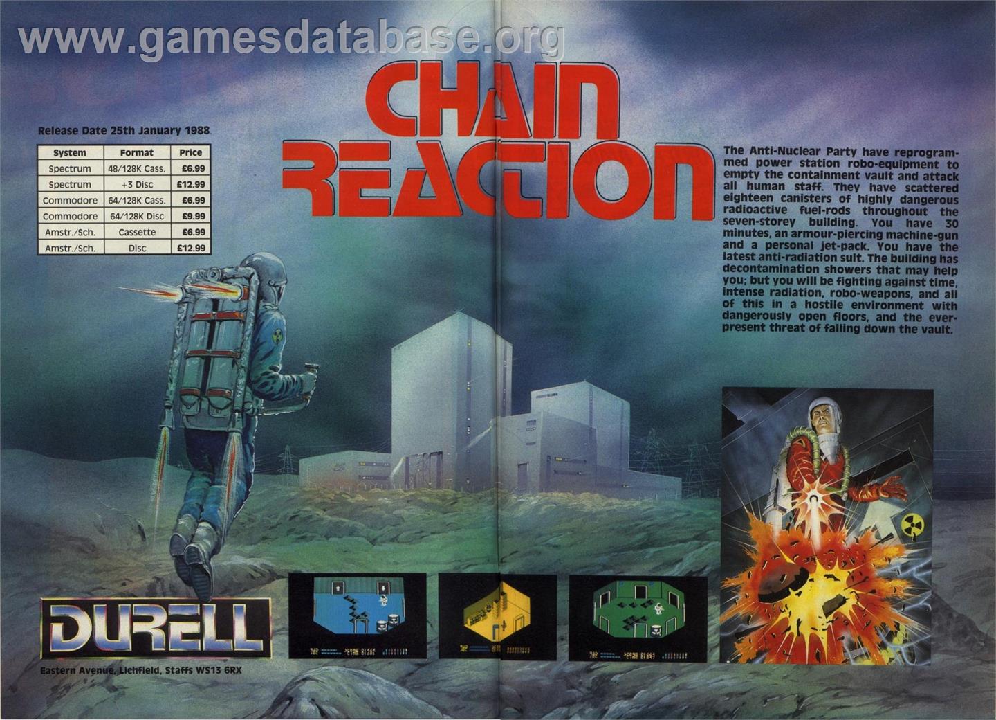 Chain Reaction (Euro-Byte) - Commodore 64 - Artwork - Advert