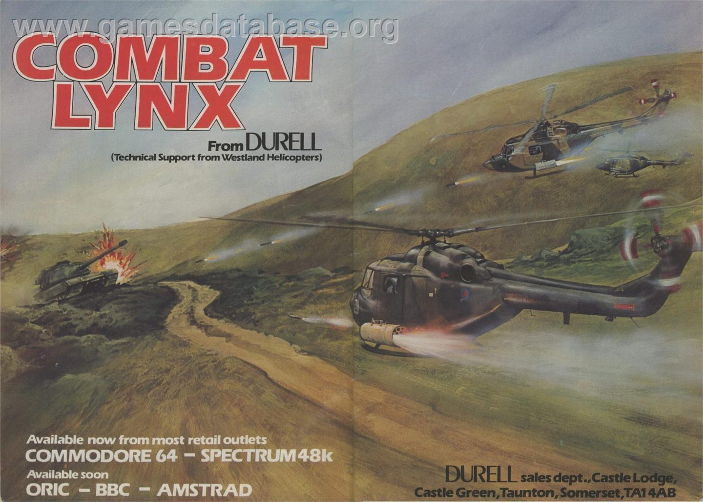 Combat Lynx - Commodore 64 - Artwork - Advert