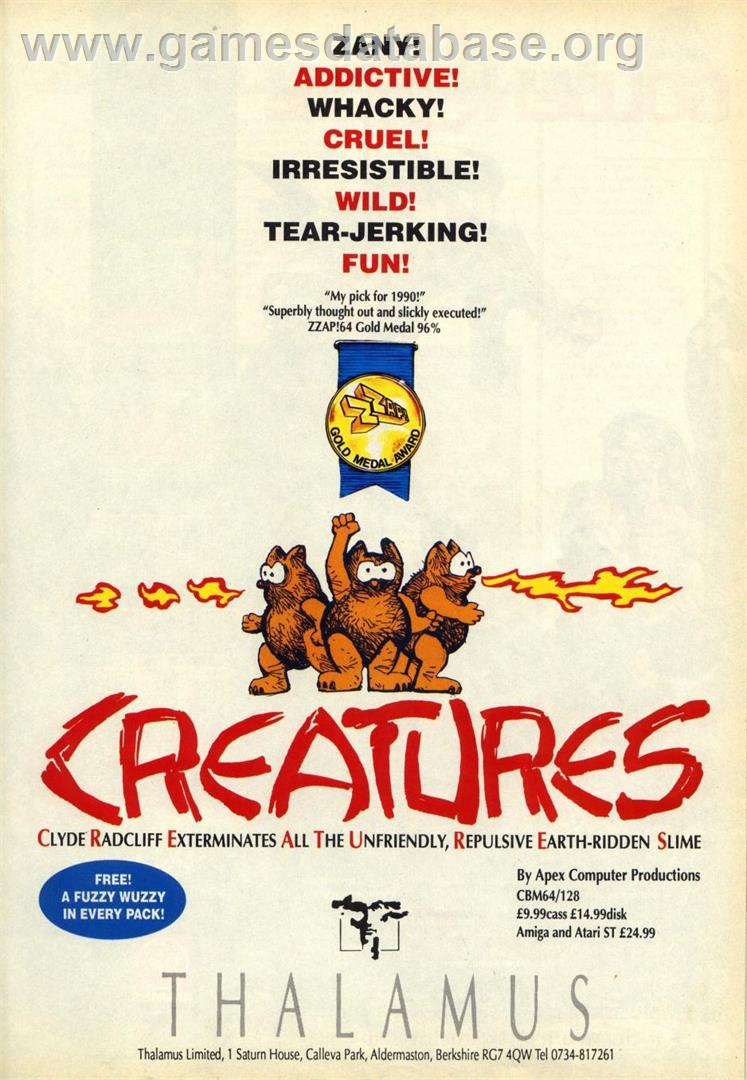 Creatures - Commodore 64 - Artwork - Advert