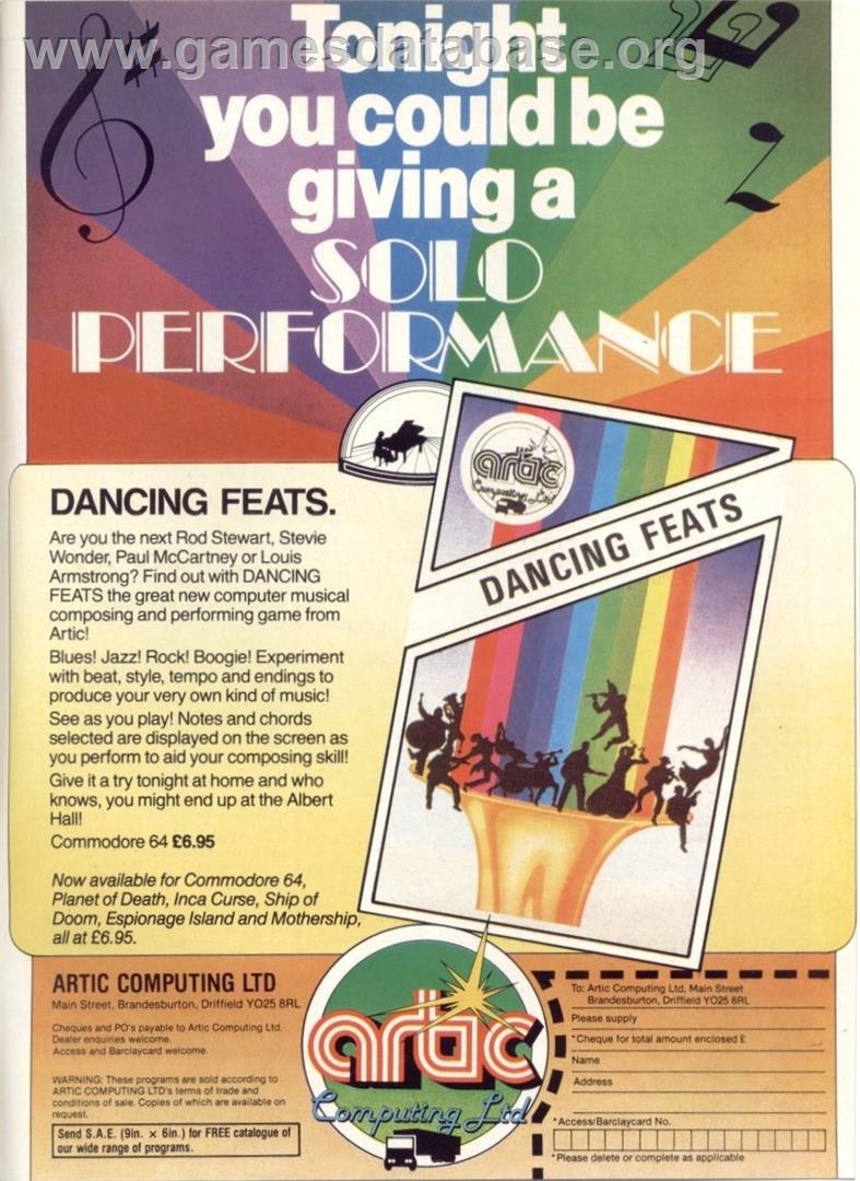 Dancing Feats - Commodore 64 - Artwork - Advert