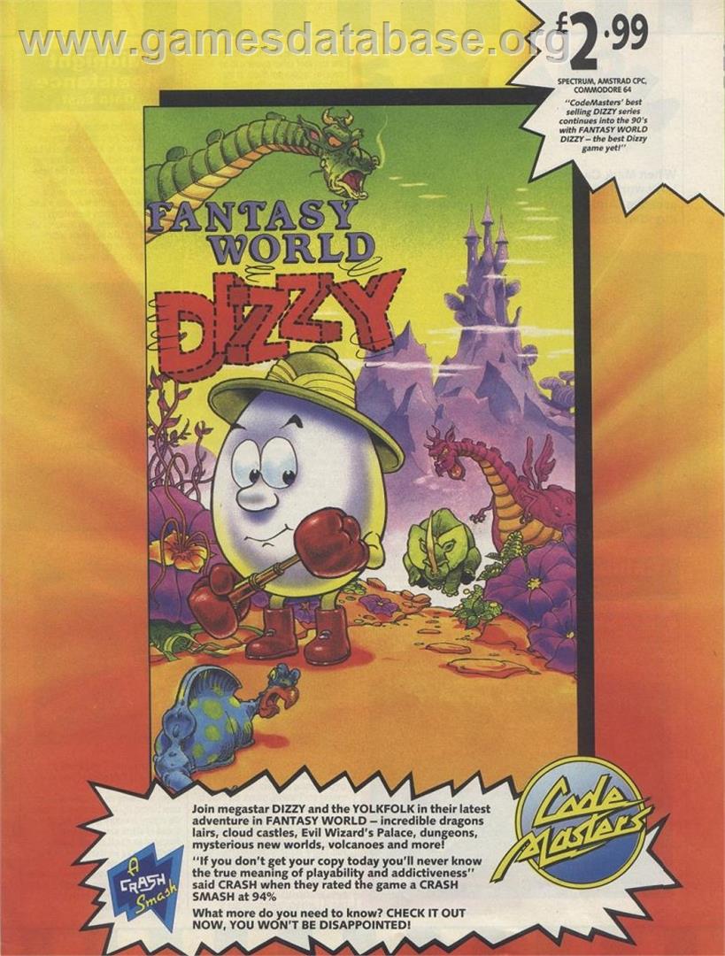 Dizzy 3 - Fantasy World Dizzy - Commodore Amiga - Artwork - Advert