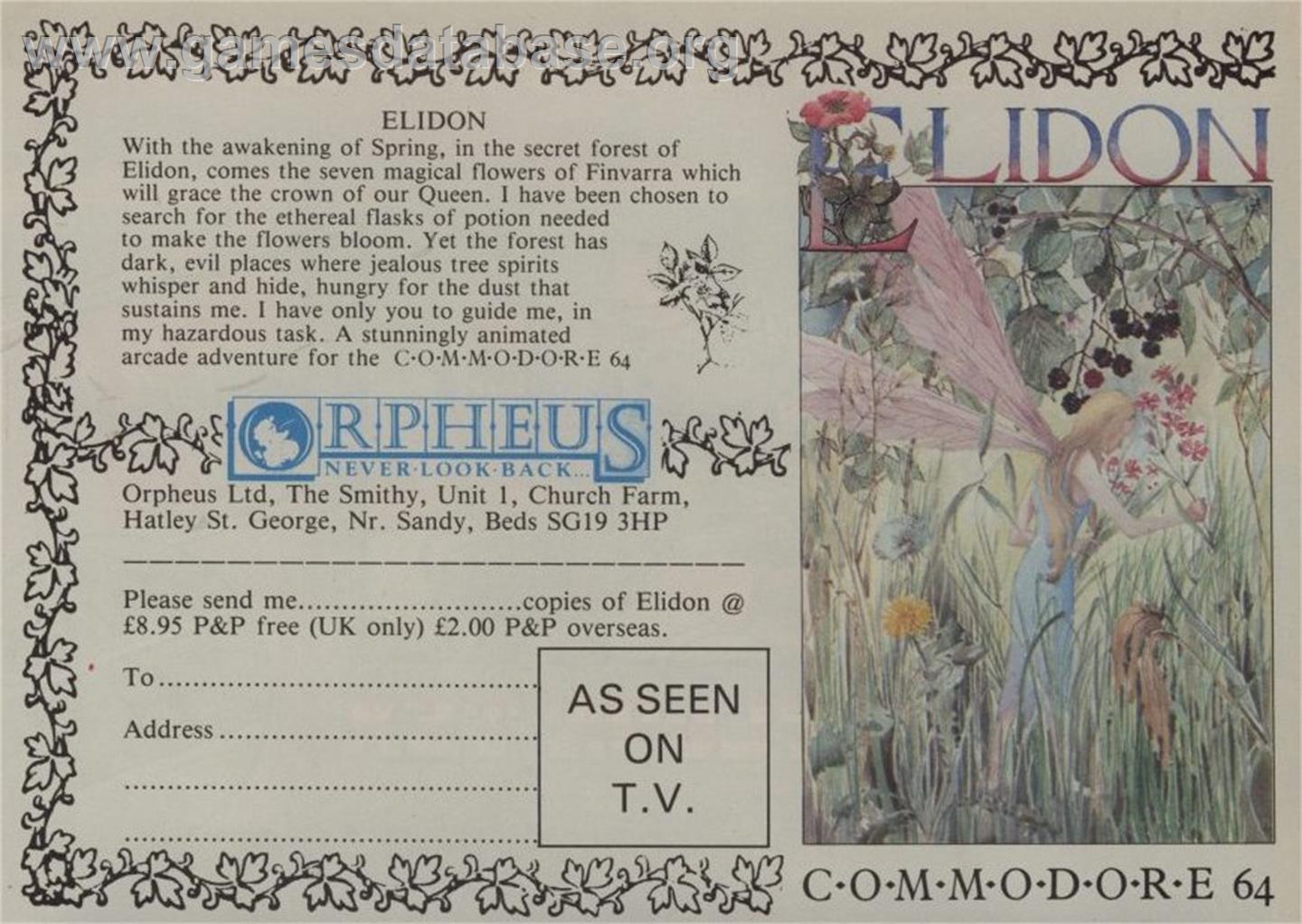 Elidon - MSX - Artwork - Advert