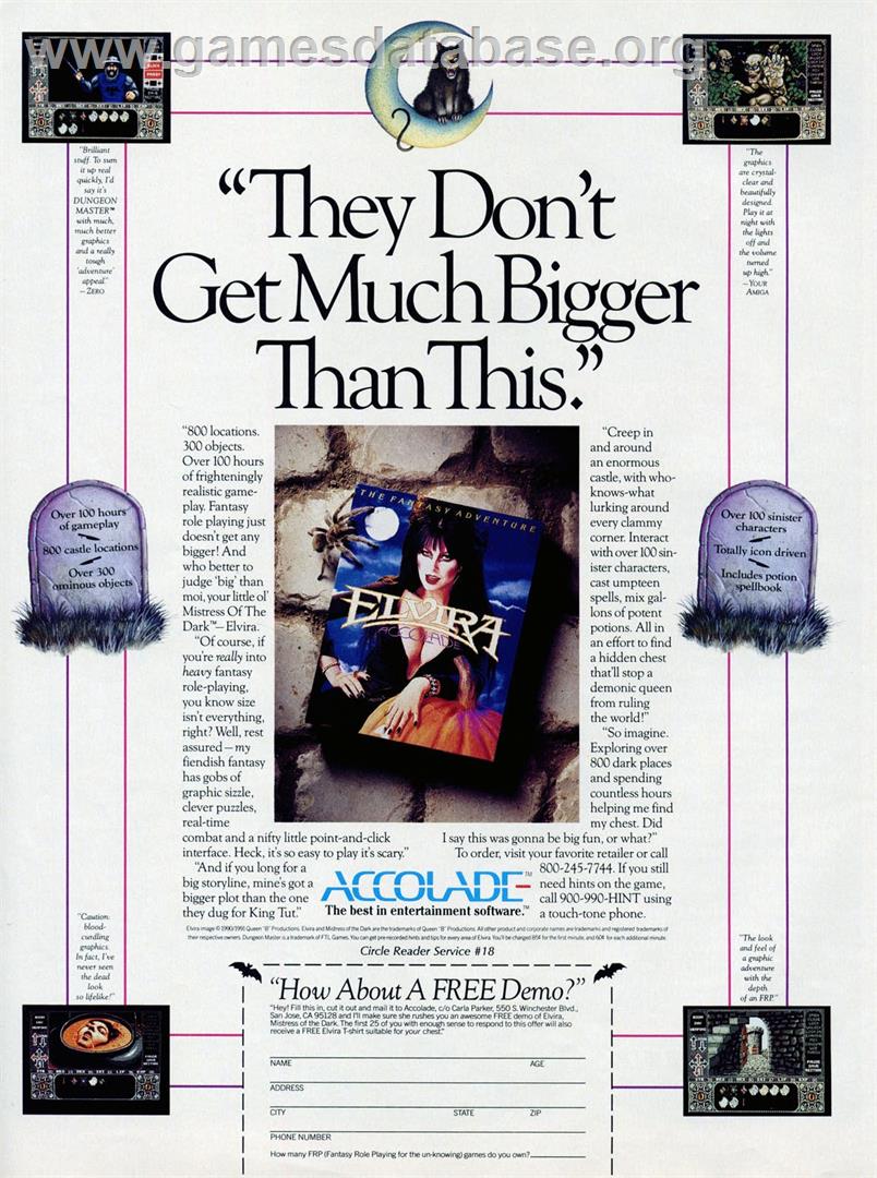 Elvira: The Arcade Game - Commodore 64 - Artwork - Advert